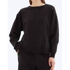 NEW CHRLDR eyelet star straight crewneck sweatshirt in black